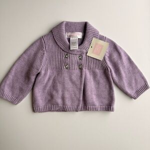 NWT Janie and Jack Lilac Knit Sweater 0–3M Classic Button Detail